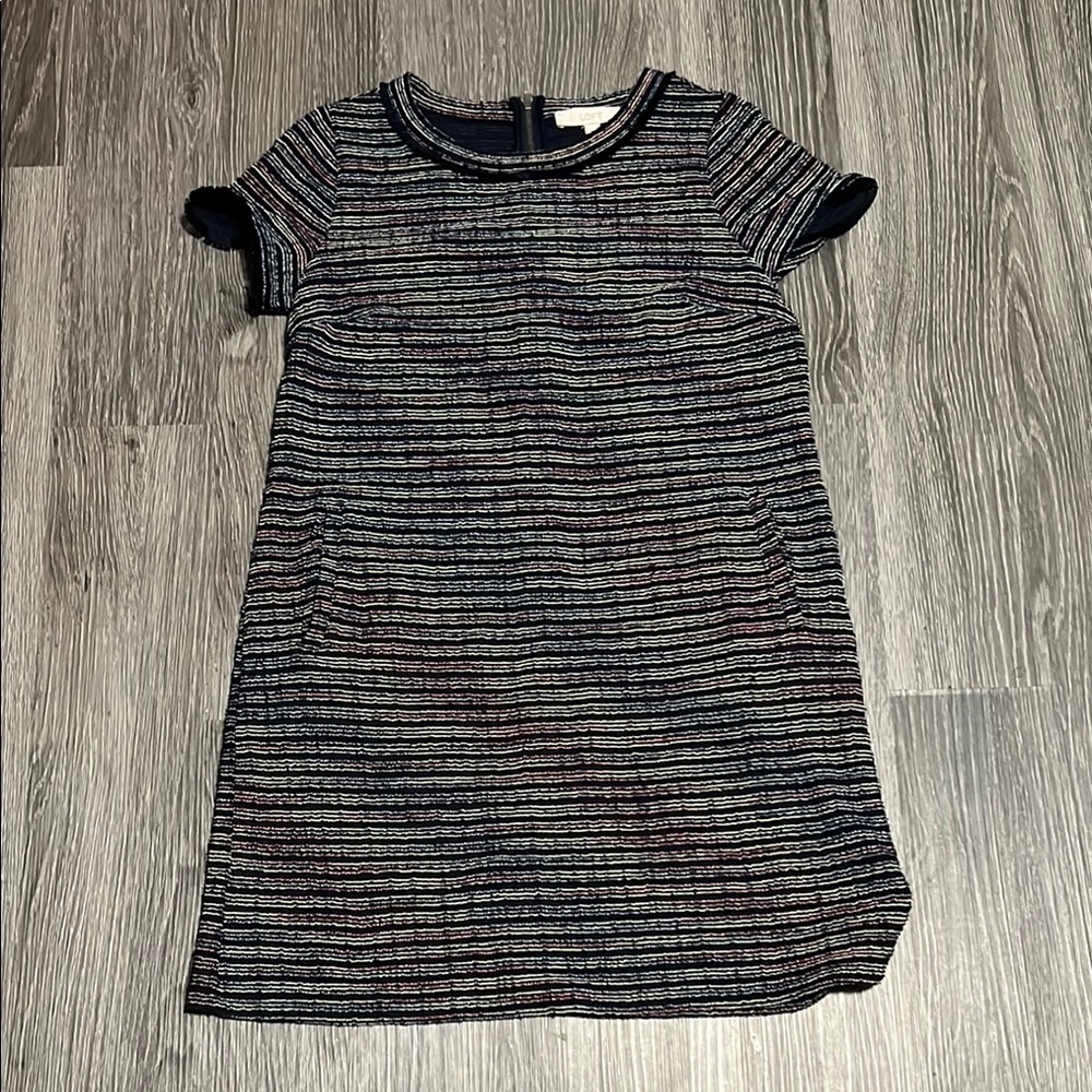 LOFT Black and White Sheath Mini Dress Short Sleeve